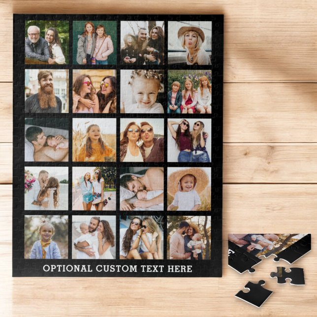 Puzzle Collage photo noir simple 20 photo personnalisée (Créateur téléchargé)