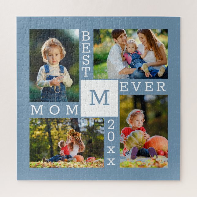 Puzzle Collage photo personnalisé 4 Meilleure maman jamai (Vertical)