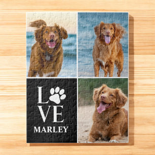 Puzzle Collage photo personnalisé Amour Chien Nom Amour d