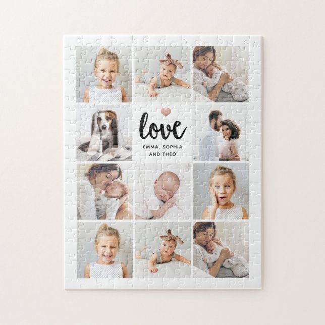 Puzzle Collage photo simple et chic | Amour avec coeur (Vertical)