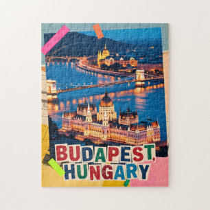 Puzzle Collage Pop Art Paysage Urbain de Nuit Budapest Ho