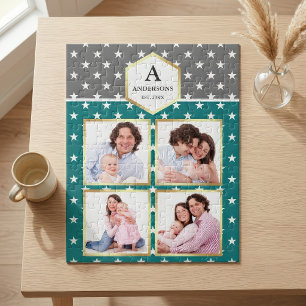 Puzzle Colle de photos de famille à motif étoiles blanche