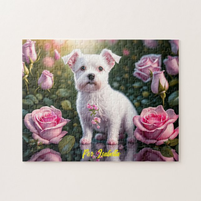 Puzzle Collection roses Et Petits Chiens (Horizontal)