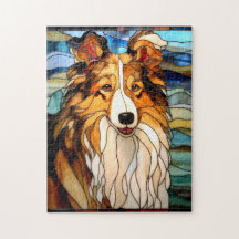 Puzzle Collie en verre tendu
