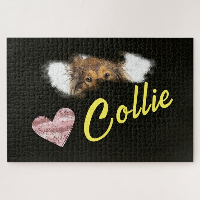 Puzzle Collie Eyes Solid Color 1000 pièce (Horizontal)