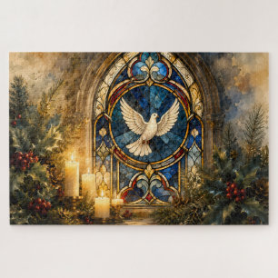 Puzzle Colombe de Noël en vitrail