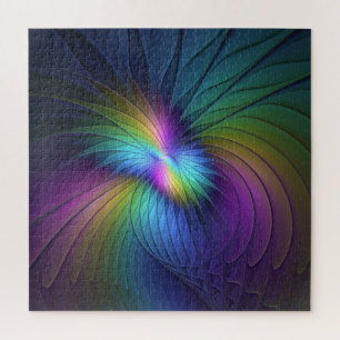 Puzzle Coloré Avec Bleu Moderne Art Fractal Abstrait