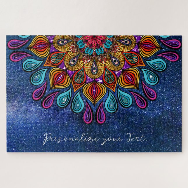 Puzzle Coloré Moderne Mandala Trippy Psychedelic Hippie (Horizontal)