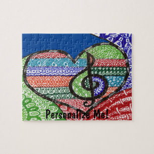 Puzzle Coloré Rainbow Music Heart Doodle personnalisé