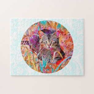 Puzzle coloré Tabby Cat Art
