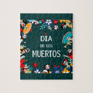 Puzzle Coloré Vert Dia de los Muertos Cercle de vie