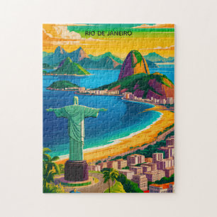 Puzzle Coloré Vintage Rio de Janeiro Cristo Redentor