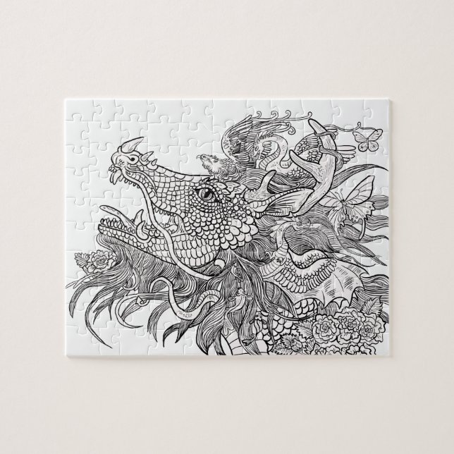 Puzzle Colorez votre propre enchantement Dragon (Horizontal)
