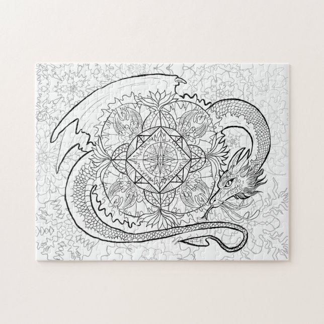 Puzzle Colorez Votre Propre Mandala Dragon (Horizontal)