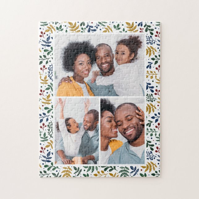 Puzzle Colorful Botanical Three Photo Collage (Vertical)