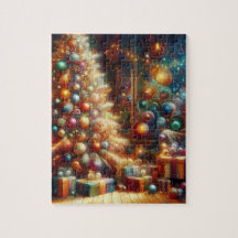 Colorful, Cozy Old-Fashioned Retro Christmas Tree 