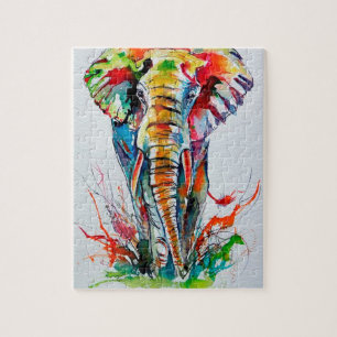 Puzzle Colorful elephant