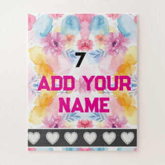 Puzzle Colorful  Flowers - Name Number Socks