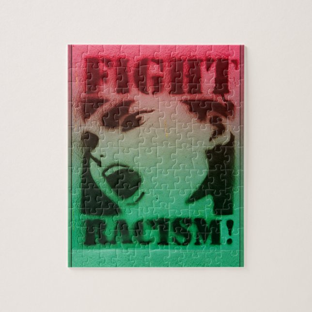 Puzzle Combattre le racisme en rouge noir et vert (Vertical)