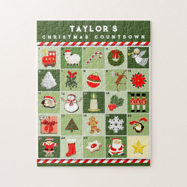 Puzzle Compte à rebours de Noël personnalisé Avent Calend (Vertical)