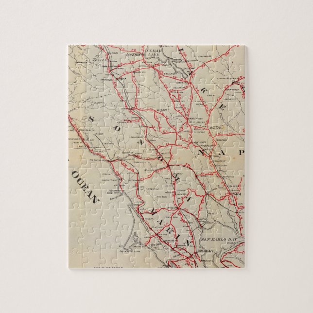 Puzzle Comtés de Sonoma, Marin, Lake et Napa (Vertical)