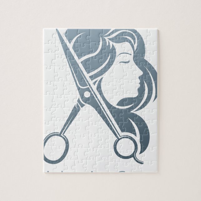 Puzzle Concept de femme de ciseaux de salon de coiffure (Vertical)