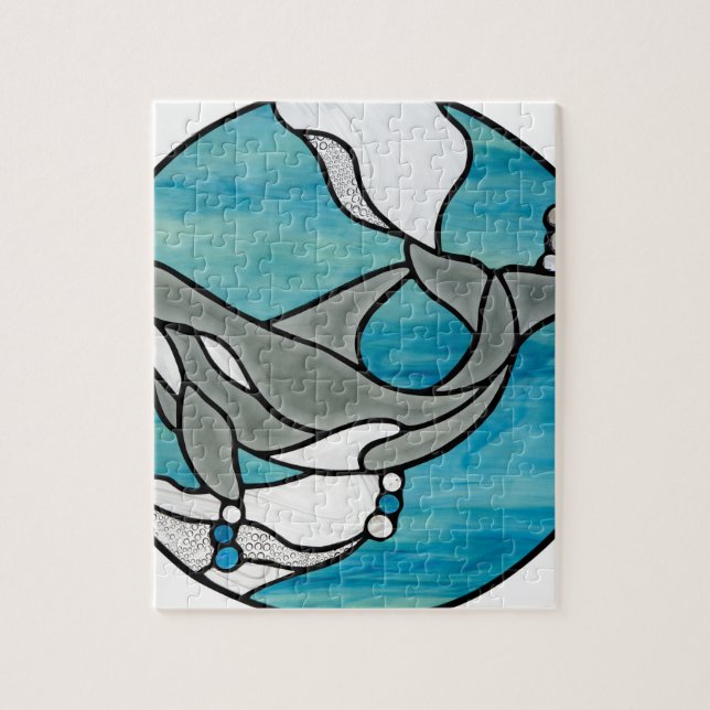Puzzle Conception d'art en verre souillé de baleine (Vertical)