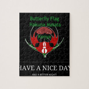 Puzzle Conception de bouclier kenyan : Drapeau papillon. 