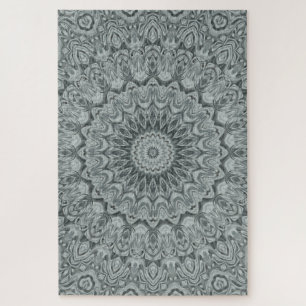 Puzzle Conception de motif mandala gris et argent