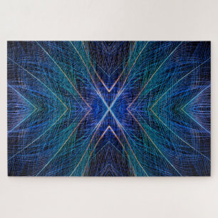 Puzzle Conception de plume fractale bleue