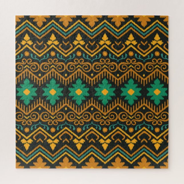 Puzzle Conception Ethnique De Tissu Ikat Brodé (Vertical)
