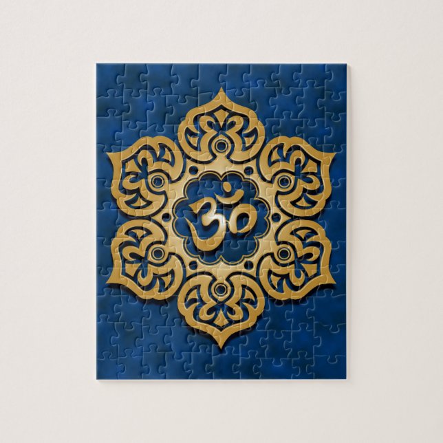 Puzzle Conception florale d'Aum, bleu d'or (Vertical)