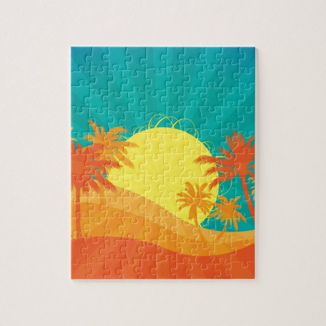 Puzzle Conception tropicale de surf de plage de coucher (Vertical)