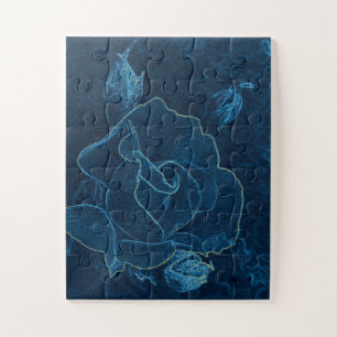 Puzzle contour bleu rose