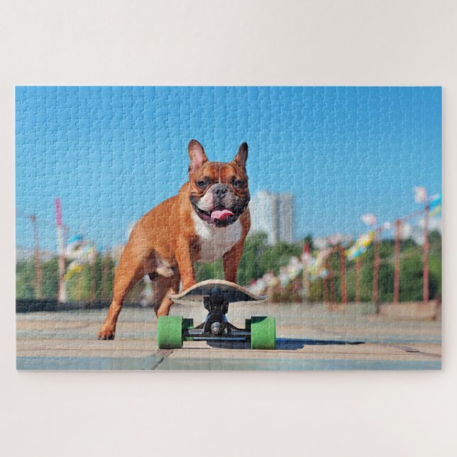 Puzzle Cool Bulldog Skateboard (Horizontal)