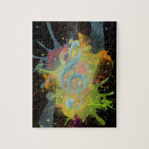 Puzzle Cool coloré aquarelle éclaboussures notes de musiq