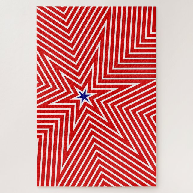 Puzzle Cool rouge et blanc Géométrique Star USA Drapeaux (Vertical)