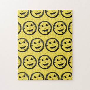 Puzzle Cool Sardé Joyeux visage souriant motif jaune