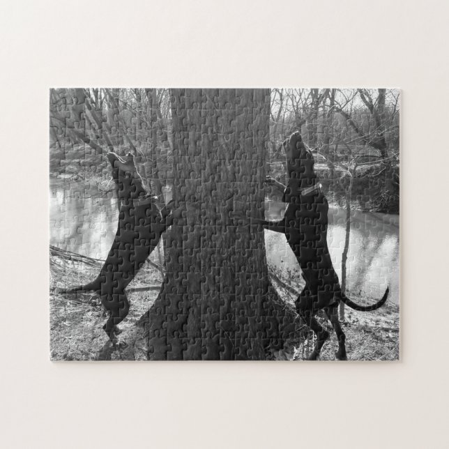 Puzzle Coonhounds Arbres En Noir & Blanc (Horizontal)