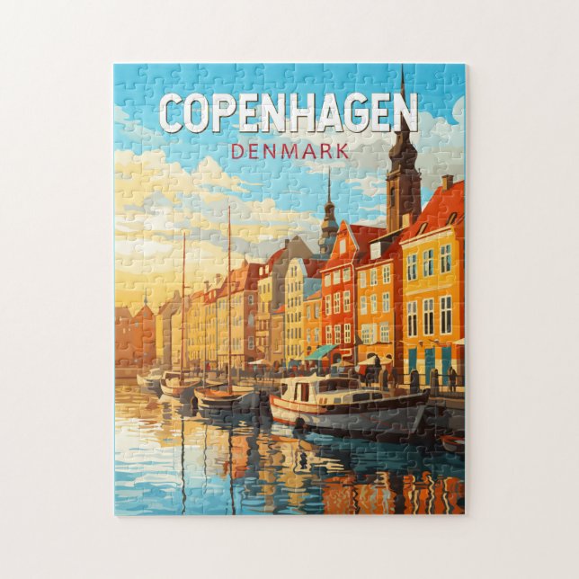 Puzzle Copenhague Danemark Travel Art Vintage (Vertical)