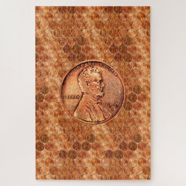 Puzzle Copper Abraham Lincoln penny (Vertical)