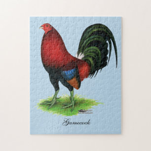 Puzzle Coq de combat :  Rouge foncé