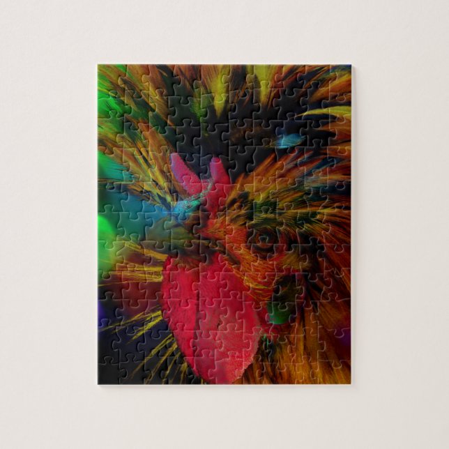 Puzzle Coq polonais et Heart Bokeh (Vertical)