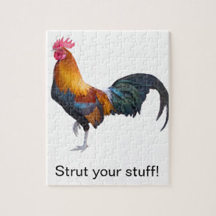Puzzle Coq Simpliste Coloré "Tirez vos affaires !"