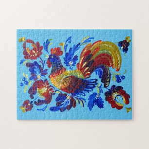 Puzzle Coq ukrainien - Petrykivka peinture