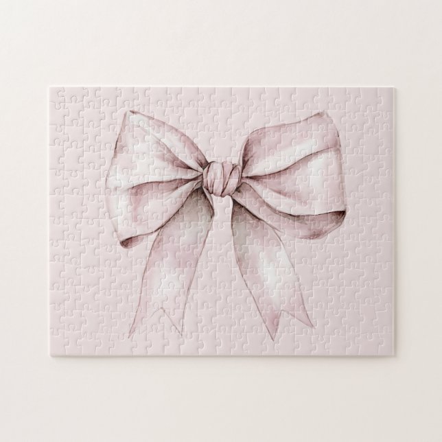 Puzzle Coquette esthétique arc rose Nom personnalisé (Horizontal)