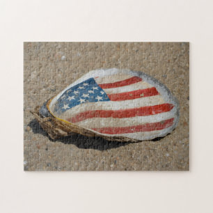 Puzzle Coquille d'Huître avec Drapeau Américain Patriotiq