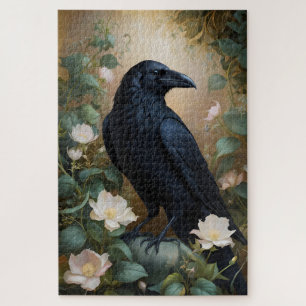 Puzzle Corbeau et fleur mystique - Art Imaginaire enchant