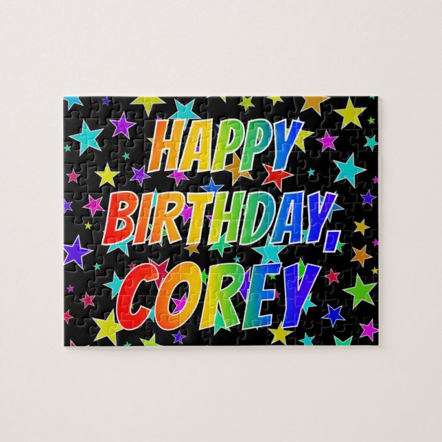 Puzzle "COREY" Premier nom, "HAPPY BIRTHDAY" (Horizontal)