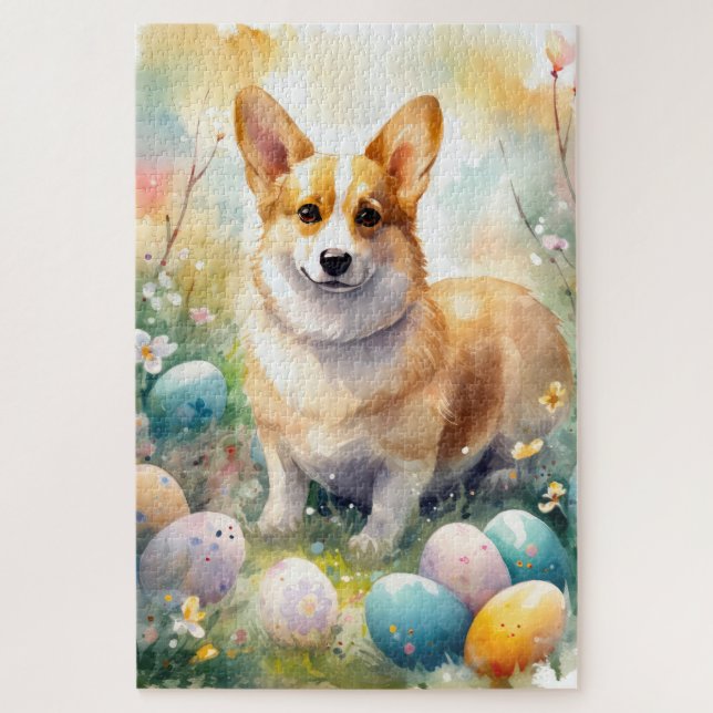 Puzzle Corgi avec œufs de Pâques vacances (Vertical)